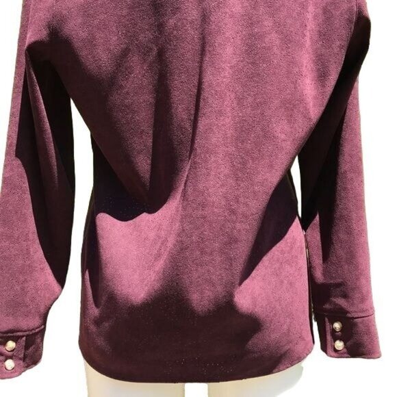 Vintage Classic Elements Maroon Button Down Blouse Long Sleeve Shirt Size M - Picture 8 of 8